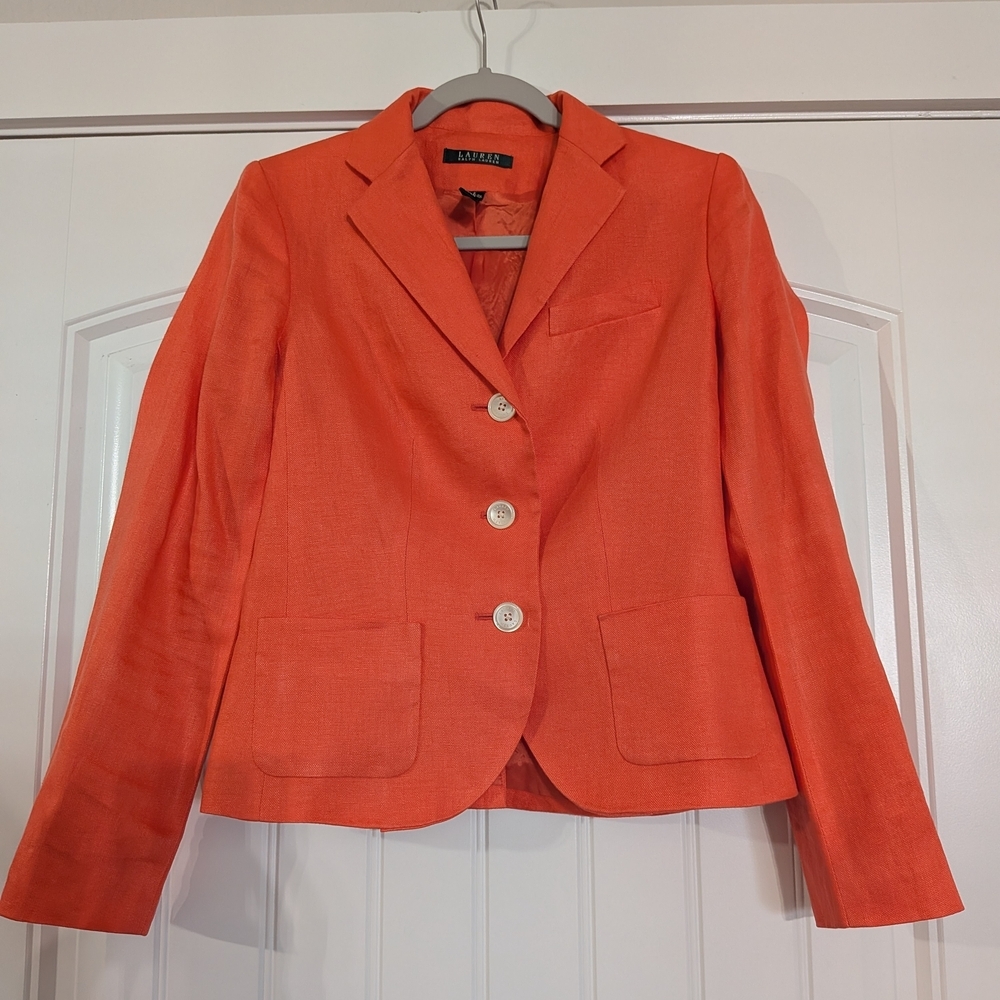 Lauren Ralph Lauren Linen Academic Button Down Blazer